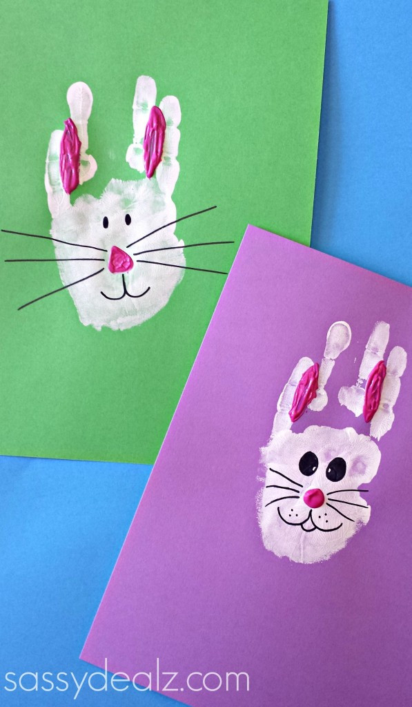 Handprint Easter Crafts
 Bunny Rabbit Handprint Craft For Kids Easter Idea