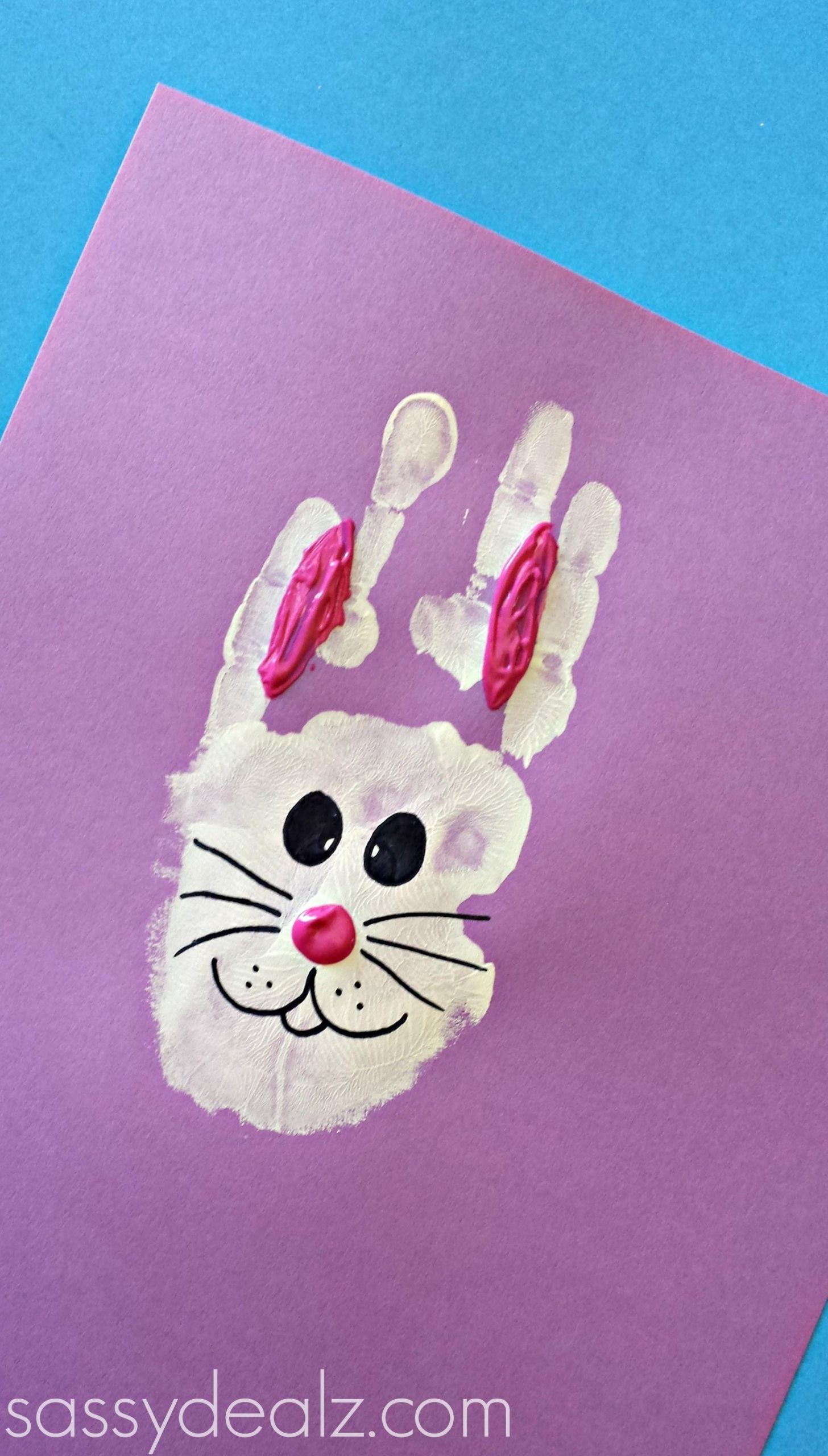 Handprint Easter Crafts
 Bunny Rabbit Handprint Craft Kids Easter Idea