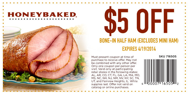 Honey Baked Ham Easter Specials
 Honey Baked Ham Store Coupons for Easter