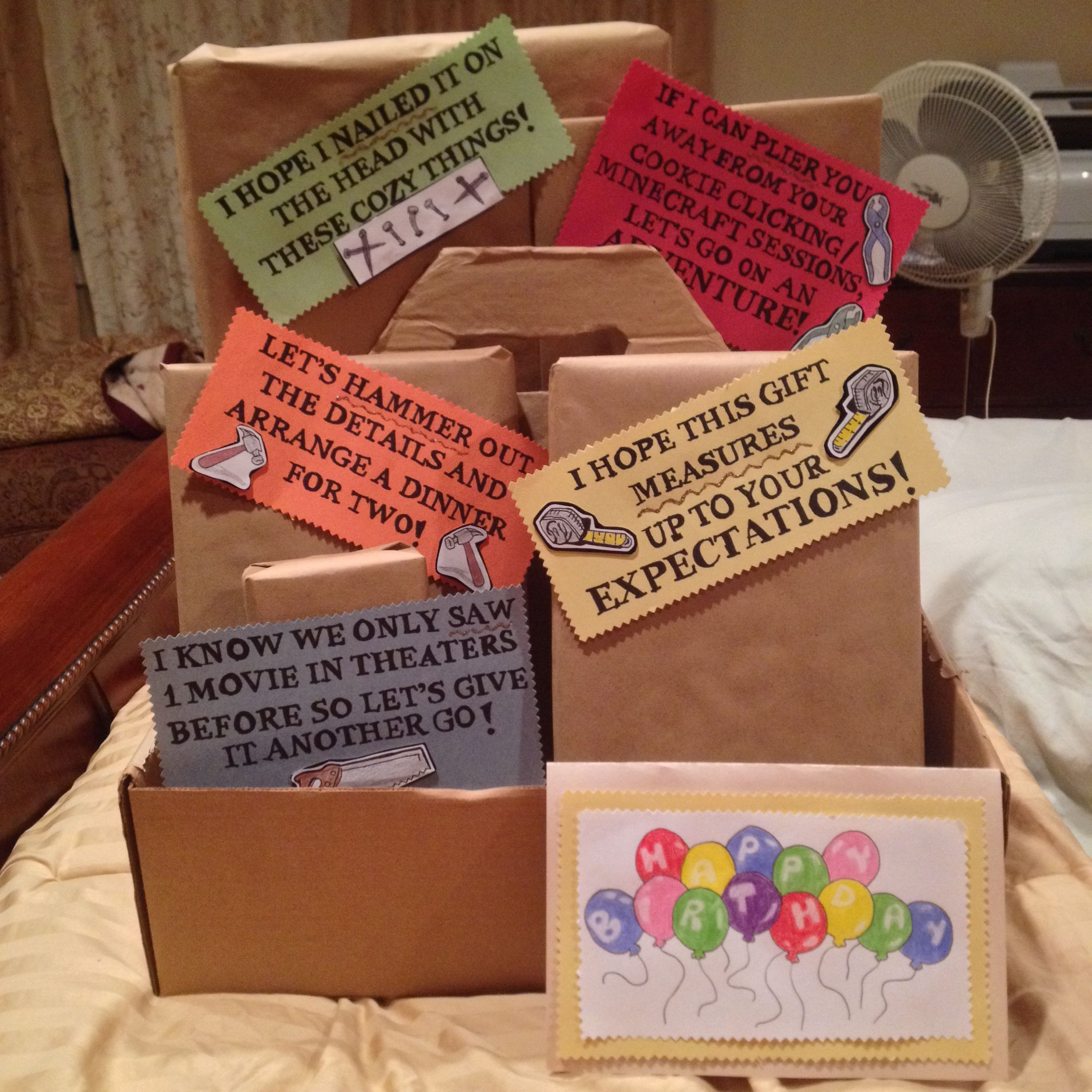 Ideas For A Gift For My Boyfriend
 Boyfriend "toolbox" full of presents Cheesy but cuute
