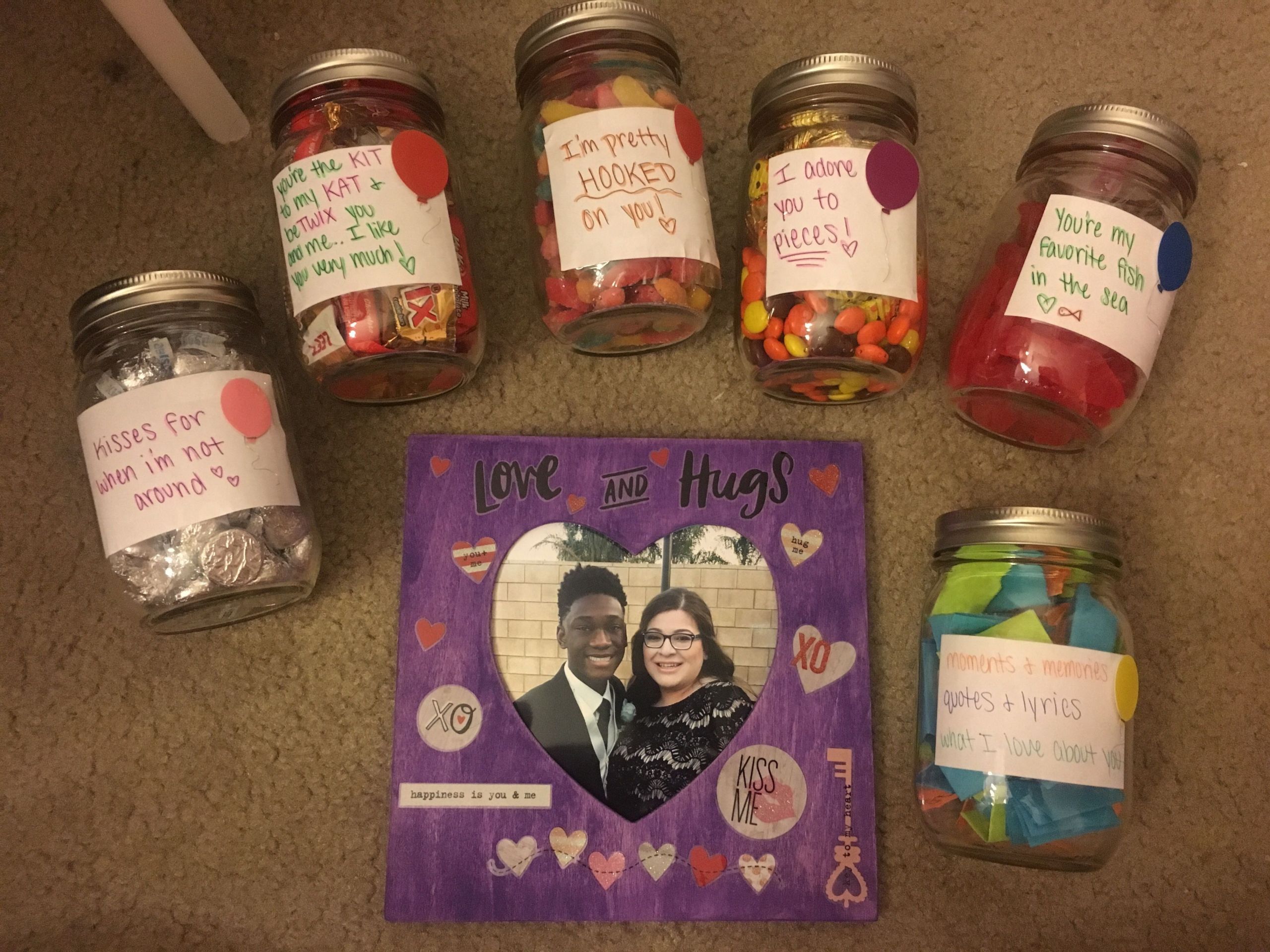 Mason Jar Gift Ideas For Boyfriend
 I made these candy filled mason jars for my boyfriend and