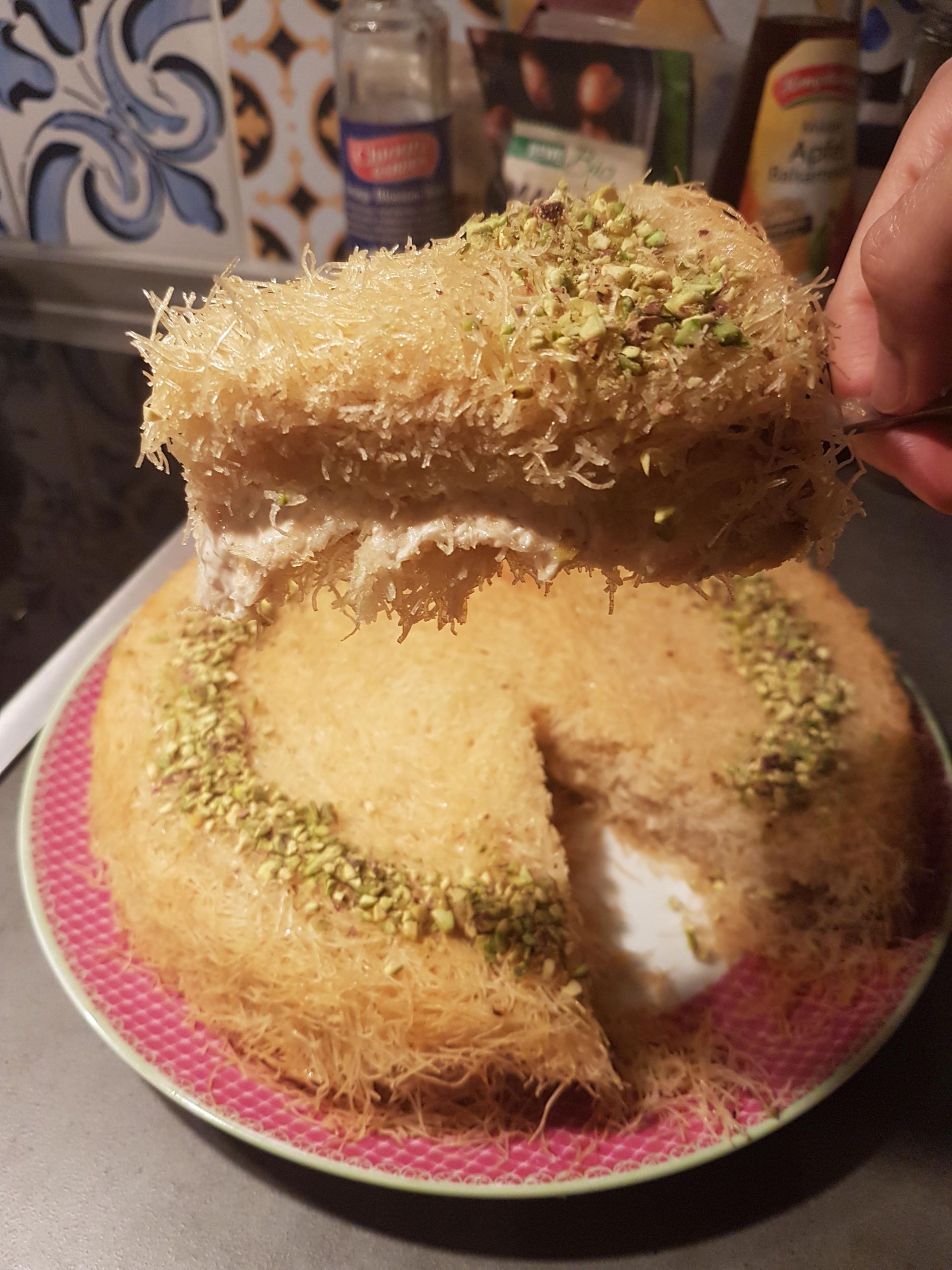 Middle Eastern Desert Recipes
 [Homemade] Kunafeh Middle Eastern dessert filled with