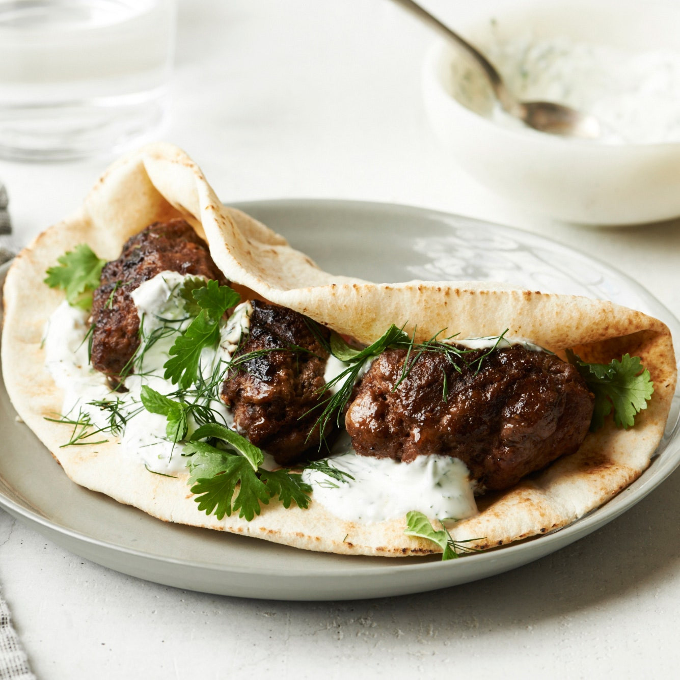 Middle Eastern Food Recipes
 Spiced Middle Eastern Lamb Patties with Pita and Yogurt