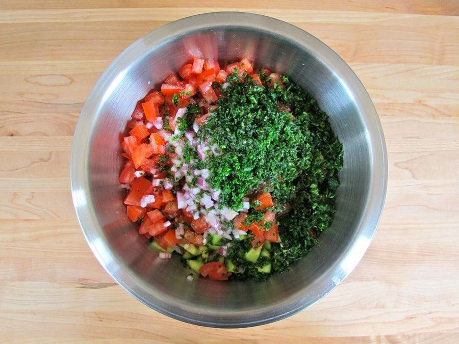 Middle Eastern Recipes Vegetarian
 Chopped ve ables in a large mixing bowl