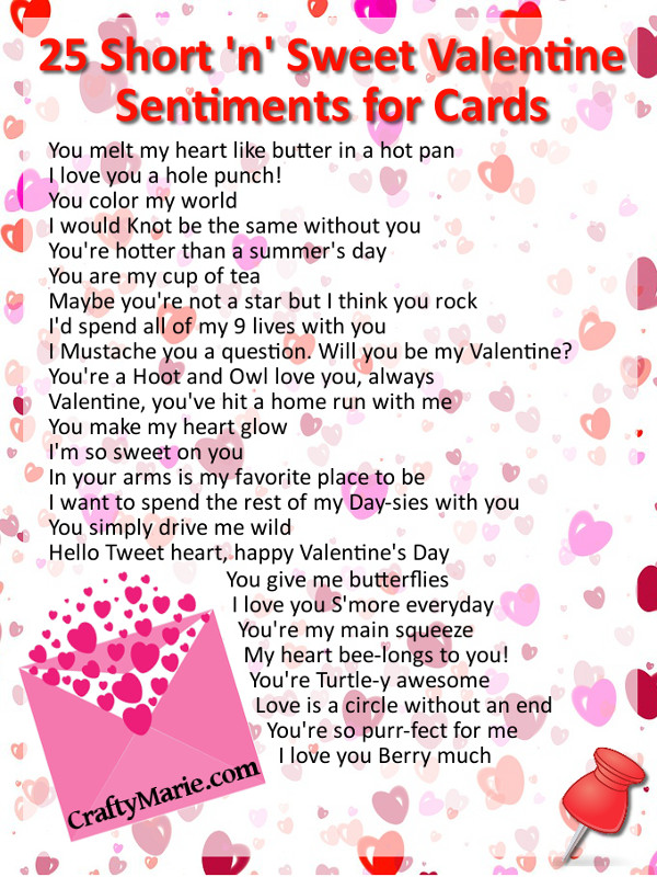 Quotes For Valentines Day Cards
 25 Cute Valentine Sentiments for Cards