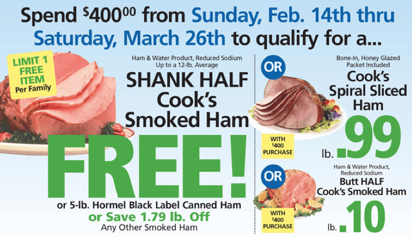 Shoprite Free Ham Easter
 ShopRite Holiday Dinner Promo – Earn a FREE Turkey Ham