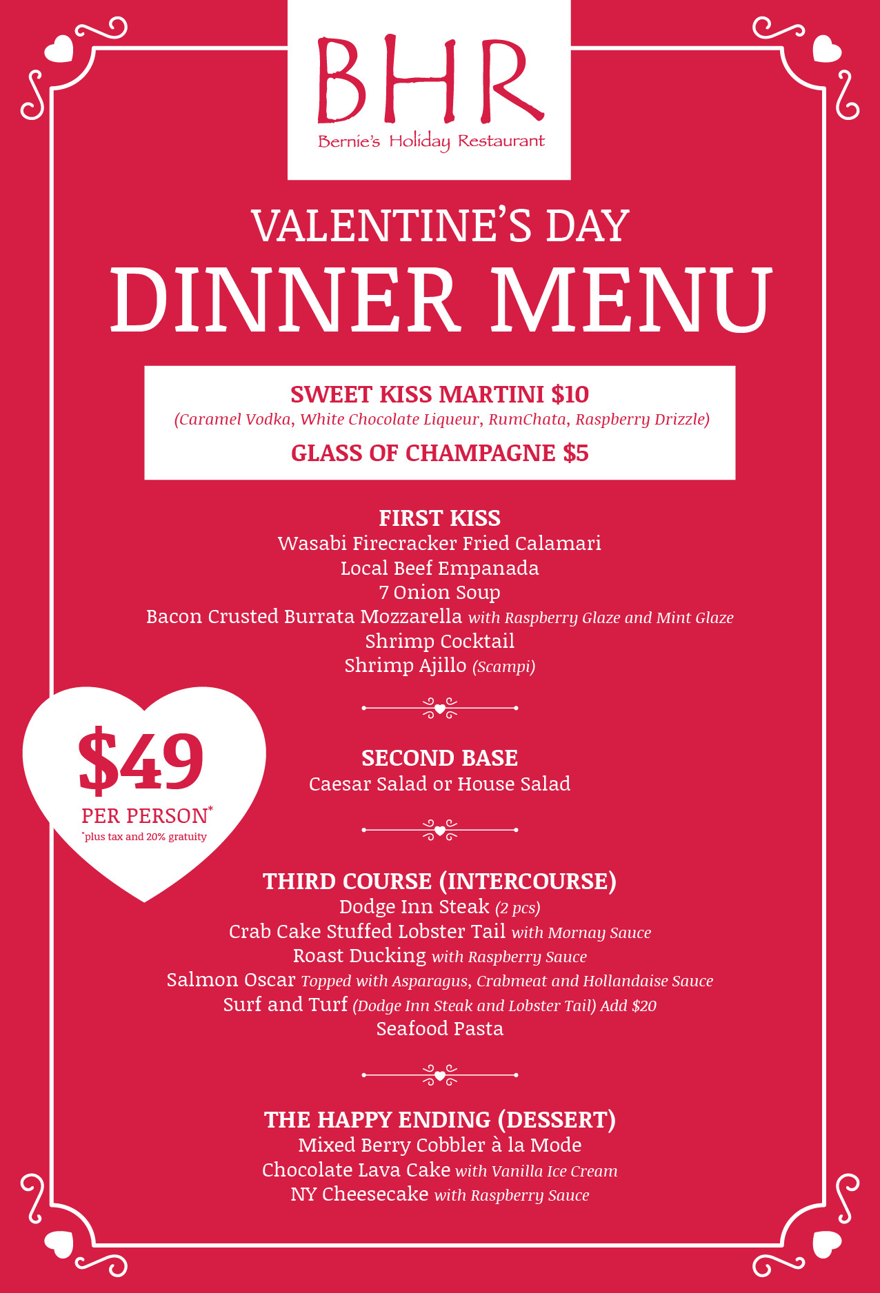 Valentine Day Dinner Menu
 Valentine s Day Dinner 2017