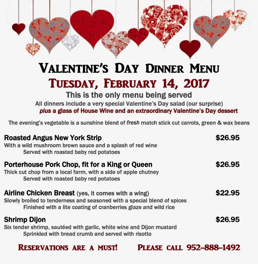 Valentine Dinner Menu
 Valentine s Day Dinner Special Bloomington Event Center