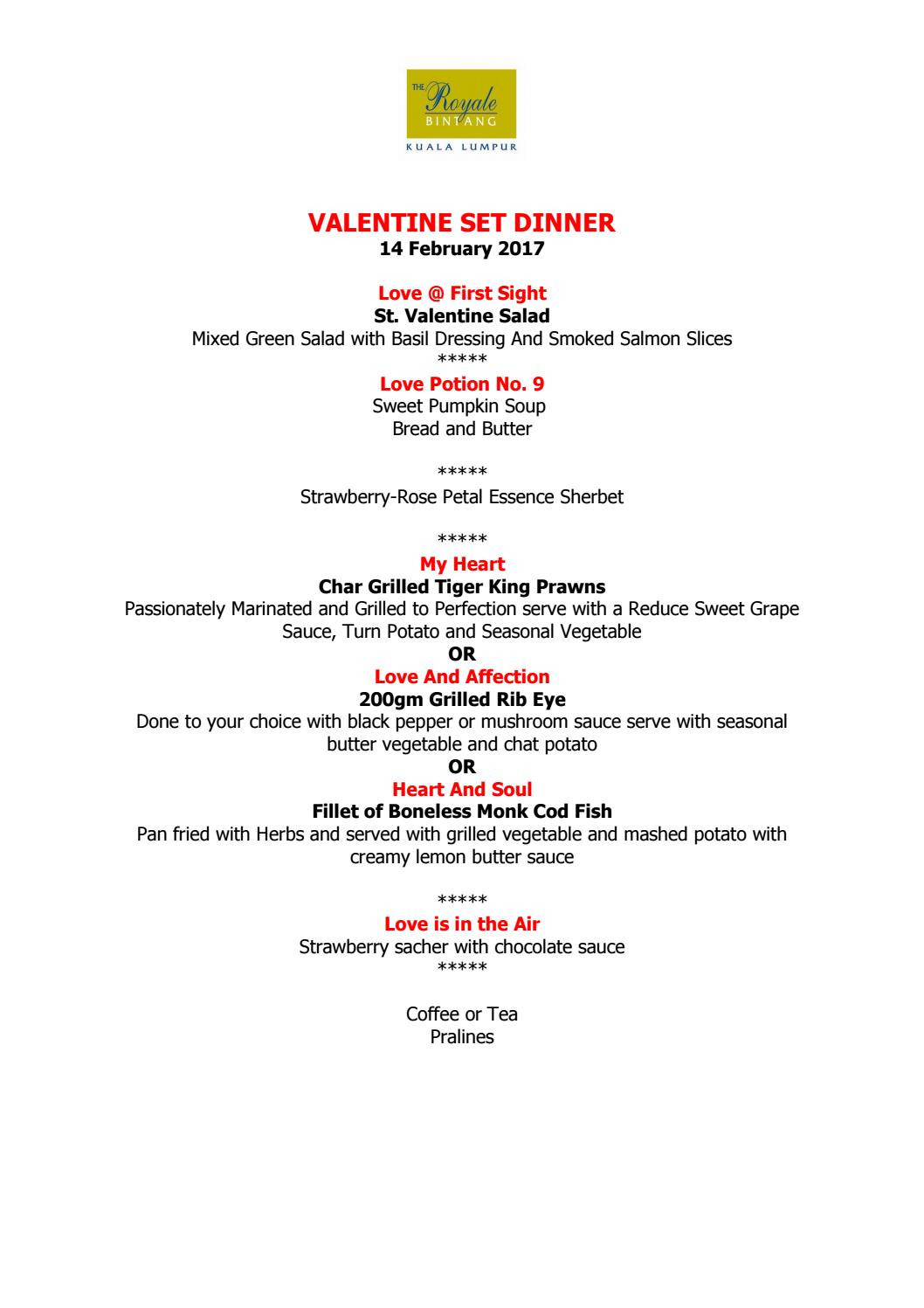 Valentine Dinner Menu
 Valentine set dinner menu 2017 by 11street issuu