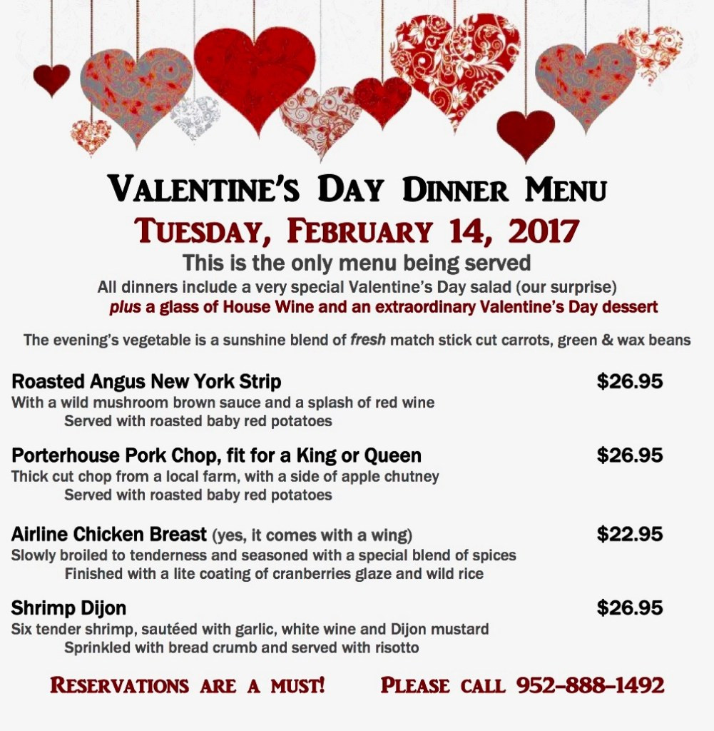 Valentine Dinner Menus
 Valentine s Day Dinner Special Bloomington Event Center