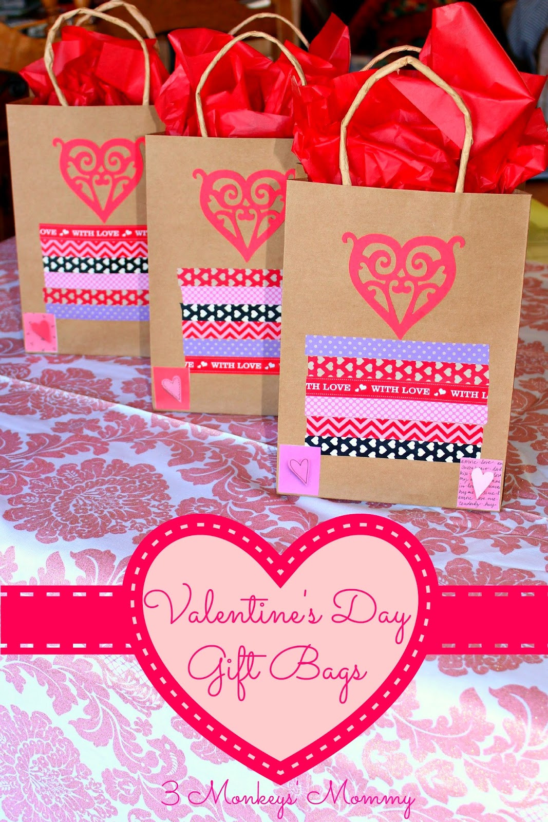 Valentine Gift Bag Ideas
 3 Monkeys Mommy Valentine s Day Treats DIY Gift Bags