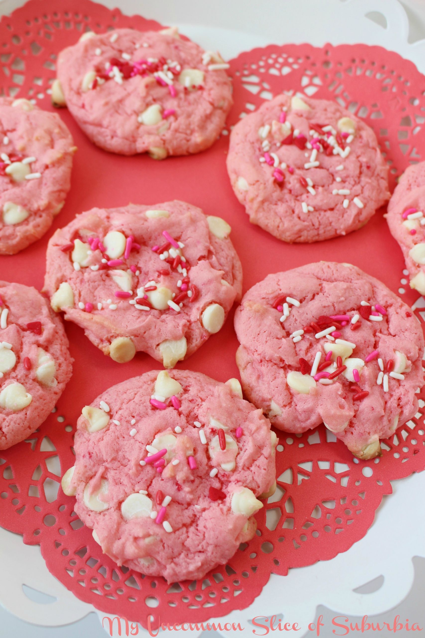 Valentines Chocolate Chip Cookies
 Strawberry White Chocolate Chip Valentines Cookie Recipe