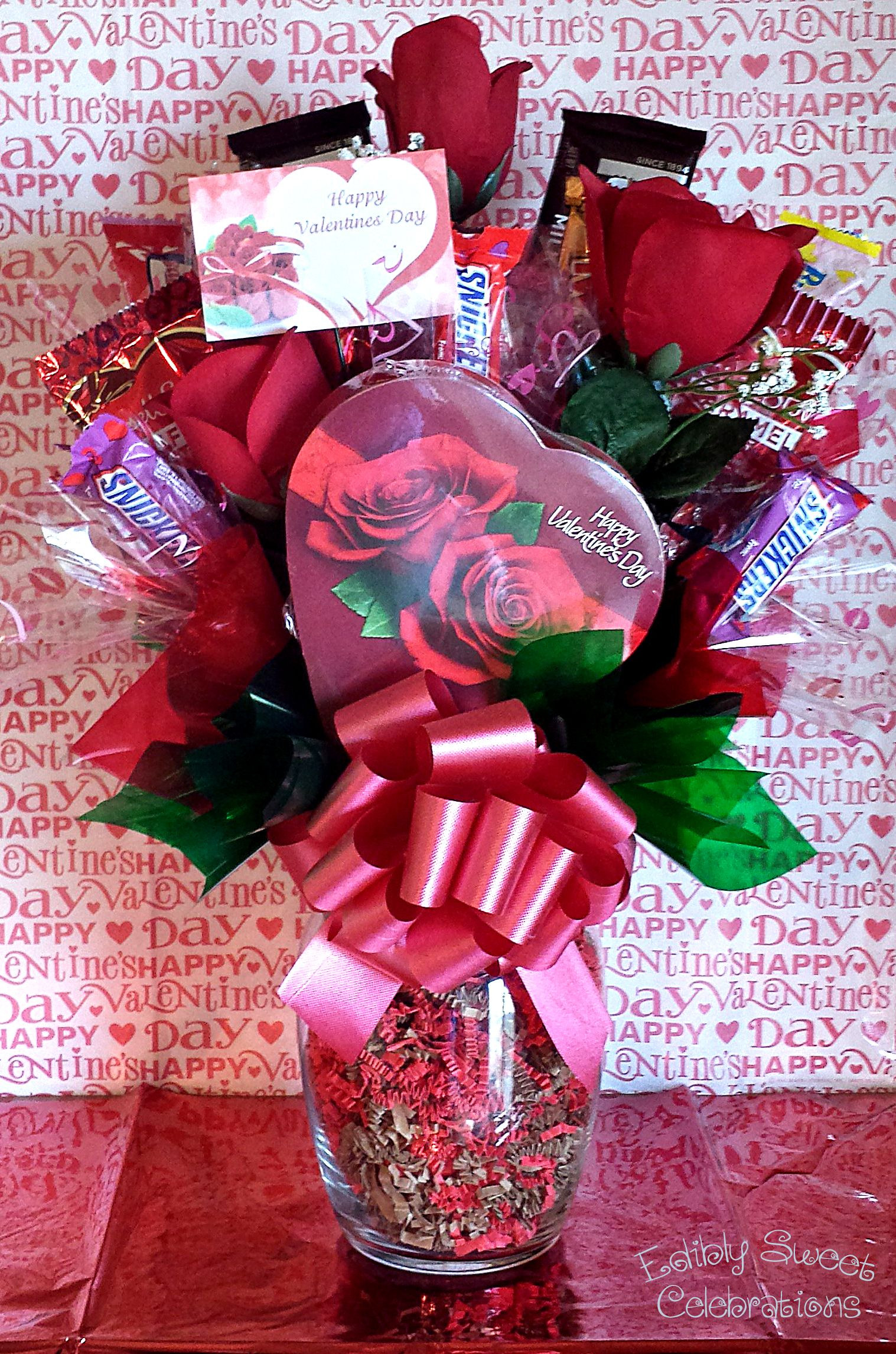 Valentines Day Candy Gift Ideas
 Valentine Candy bouquet with silk roses