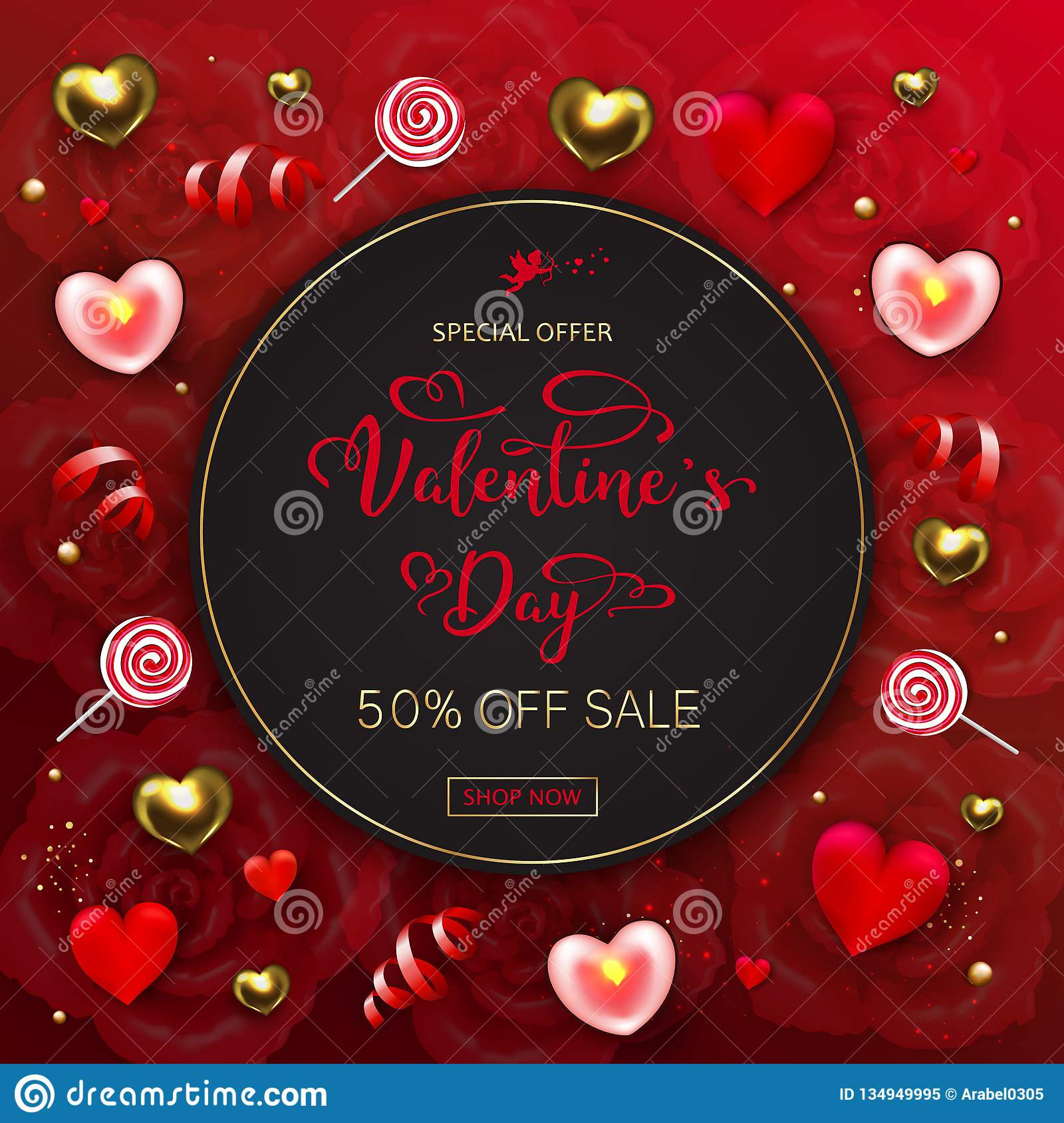 Valentines Day Candy Sale
 Valentines Day Sale Banner Vector Illustration With Candy