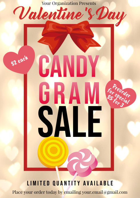 Valentines Day Candy Sale
 Template valentines candy gram sales