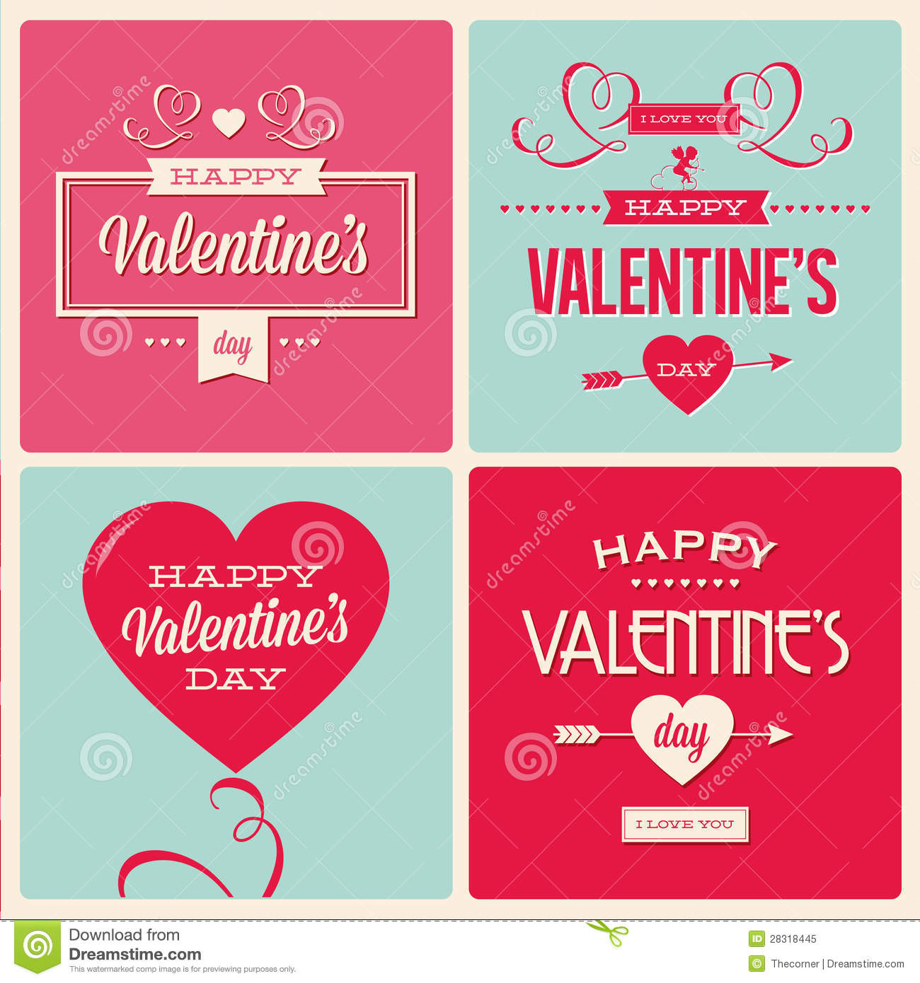 Valentines Day Card Design
 Set Valentines Day Card Design Stock Illustration
