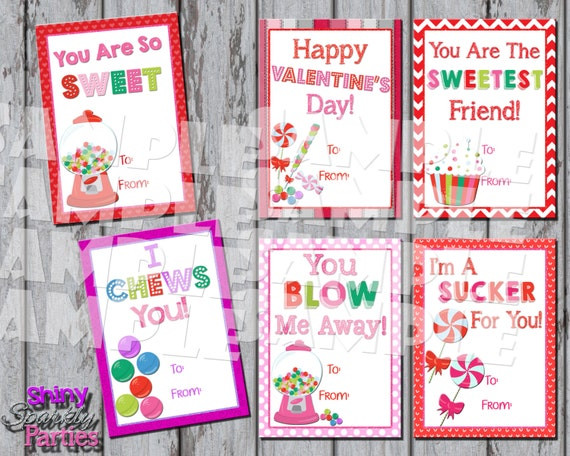 Valentines Day Cards With Candy
 Printable CANDY VALENTINE CARDS Girl s Valentines Diy