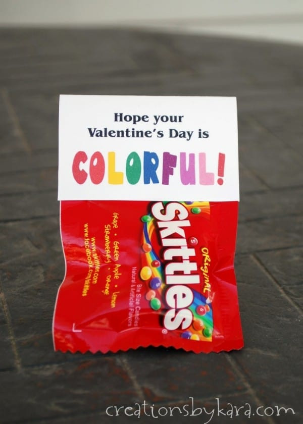 Valentines Day Cards With Candy
 Printable Valentines cards with Skittles