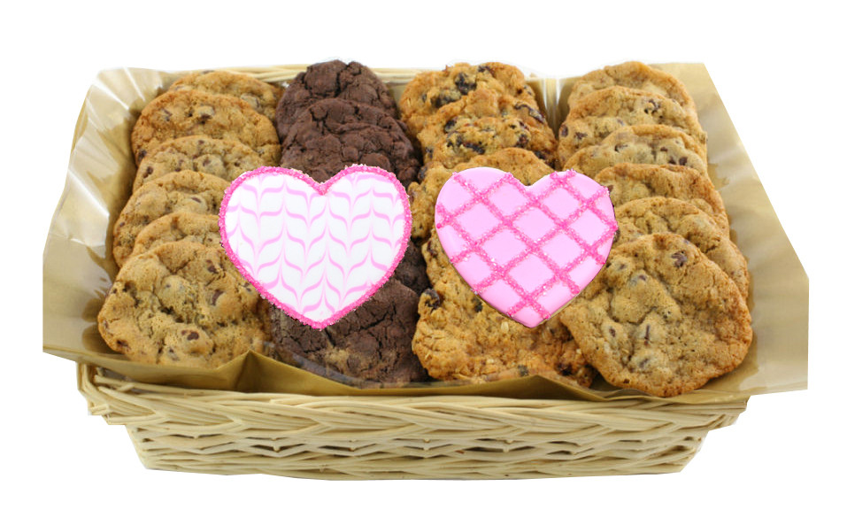 Valentines Day Cookies Delivery
 Double Heart Gift Basket Valentine s Day