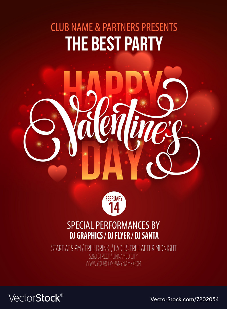 Valentines Day Design
 Valentines Day Party Poster Design Template of Vector Image
