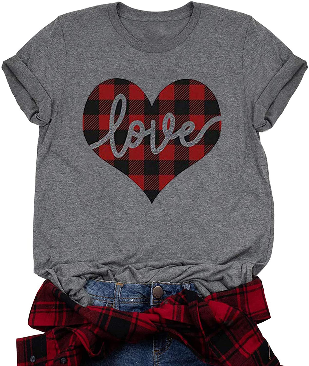 Valentines Day Shirt Ideas
 Valentine s Day Shirts Buffalo Plaid Love Heart Graphic