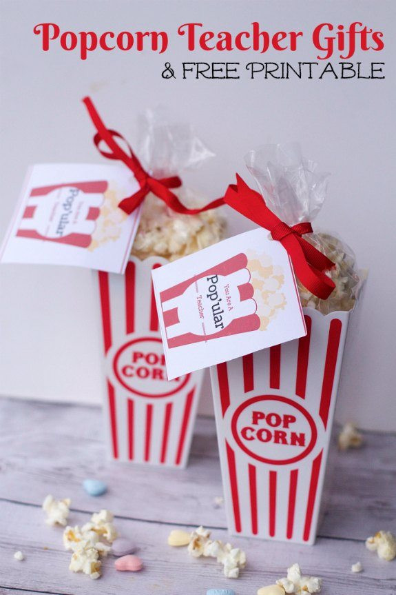 Valentines Teacher Gift Ideas
 DIY Valentines Day Popcorn Teacher Gifts Free Gift Tag
